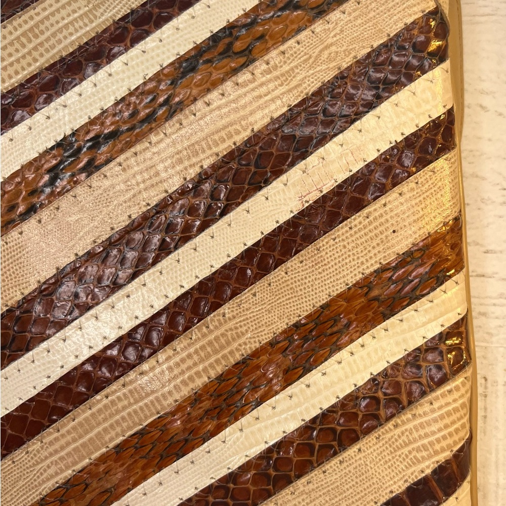 Oleg Cassini Vintage Snake Skin Patchwork Clutch - Picture 11 of 13